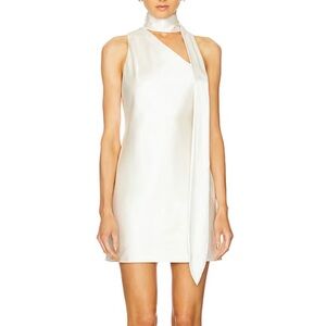 Line & Dot Gloss Scarf Mini Dress in Ivory